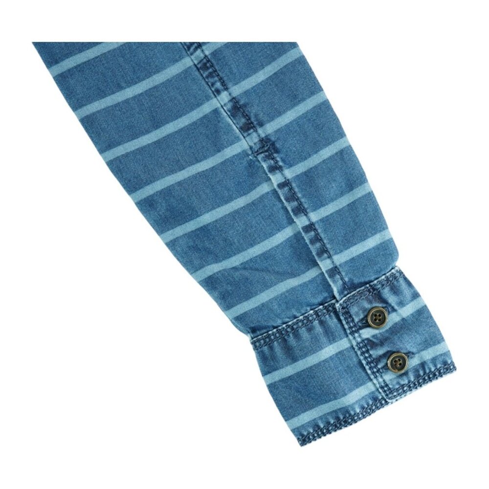 Halogen Soft Flexible Denim Button Up Striped Shi… - image 4